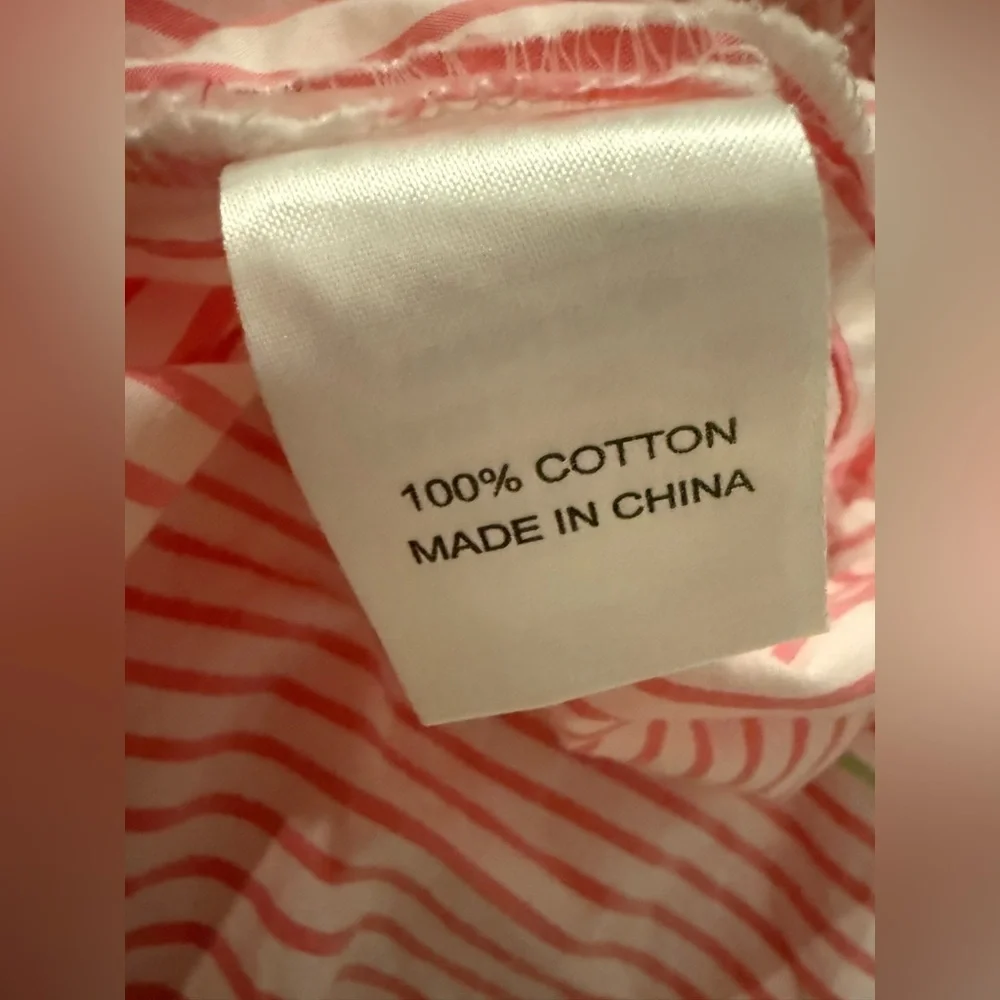 Lilly Pulitzer Pink Striped 100% Cotton Button Down Ruffle Shirt Blouse Sz 8 - Picture 5 of 5